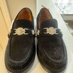 TOGA Black and Silver Slip-On Loafers with Metallic Embellishments Black Eyelet Metal Sabot Slip-on Loafers by Toga Virilis on Sale main image 4